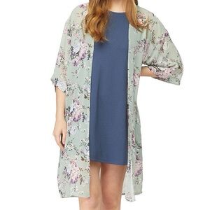 Wallflower Mint Green Floral Kimono Coverup